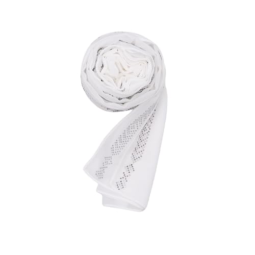 RARITYUS Sparkly Rhinestone Hijab Scarf for Women Silky Chiffon Instant Muslim Islamic Hijab Head Wrap Long Shawls - color: White