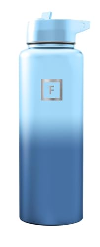 IRON °FLASK 40 oz Wide Mouth Water Bottle with Straw - color: Blue Waves, style: Straw - 40 Oz (1 Lid)