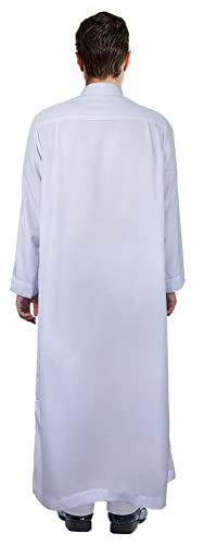 HOMELEX Men's Muslim Clothes Thobe Middle East Kaftan Saudi Arab Caftans Islamic Abaya Dress Dubai Robes - color: White, size: Small