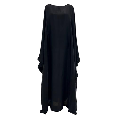 Muslim Dresses for Women One-Piece Prayer Dress Batting Long Robe Long Sleeve Maxi Kaftan Islamic Clothes Set - color: Black, size: Small