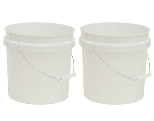 (2 Pack) 2 Gallon Round Comfort Handle Plastic Utility Bucket, White,Durable Round Cleaning and Storage Pails for Home, Garage, Garden