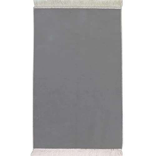 Modefa Muslim Velvet Prayer Rug Solid Simple (Grey) - color: Grey