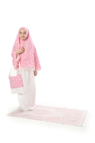 Girls Prayer Set 4 Pieces with Mat, Skirt and Hijab Islamic Dress