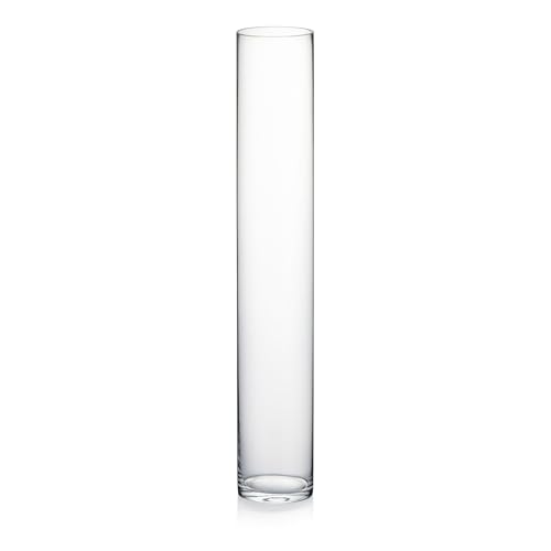 WGVI Quality Thick Weighted Tall Clear Cylinder Glass Vases, 4" W x 24" H, Flower Arrangement Floating Candle Holders Wedding Centerpieces Event Floral Container Tabletop Display Décor, 1 Piece - size: 4"x24"H