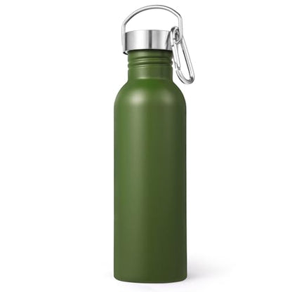 Volhoply 26oz Uninsulated Single Walled Water Bottle, Stainless Steel Reusable Water Bottles with Handle & Carabiner, BPA Free Wide Mouth Water Bottles for Gym Sports Camping（Army Green,1） - color: Army Green