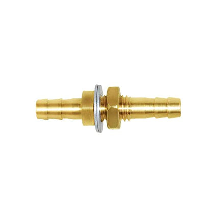Joywayus 5 Pack 3/16" Hose Barb Thru-Bulk Head Hex Union Brass Fitting | With Flat Washer Gasket, For Water/Fuel/Air, Hose Connection, Leak-Proof Barb Connector - size: 3/16×3/16, style: 5PCS