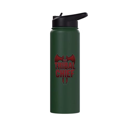The Tribal Chief Combat Sports Funny Mma Wrestling Stainless Steel Insulated Water Bottle - color: Dark Green