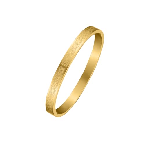 AYATUL KURSI Islamic Jewelry Bracelets Stainless Steel Openable Bangles Arabic Calligraphy Islamic Faith Gifts Messager Islamic Calligraphy Muslim Men Jewelry Bracelets Gift for Women - color: 1-Gold
