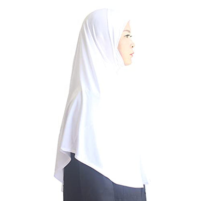 Women's Instant Hijab Muslim Headscarf Prayer Scarf Soft Breathable Stretchy Wrap - color: White