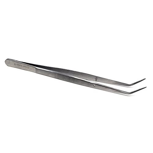 Reptile Feeding Tongs Straight Aquarium Tweezers Anti-Rust Thickened Stainless Steel Forceps, for Terrarium, Fish Tank, Snakes/Lizards/Gecko, Planting By HTI (6" - Angled) - size: 6" - Angled