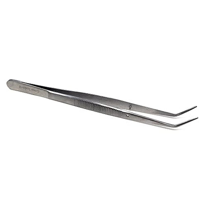 Reptile Feeding Tongs Straight Aquarium Tweezers Anti-Rust Thickened Stainless Steel Forceps, for Terrarium, Fish Tank, Snakes/Lizards/Gecko, Planting By HTI (6" - Angled) - size: 6" - Angled