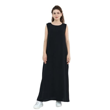 Prlemend Two-Pieces Abaya for Women Muslim Robe with Belt Prayer Dress Set | 2PCs, with Belt, Cake Skirt - color: Black, size: Medium
