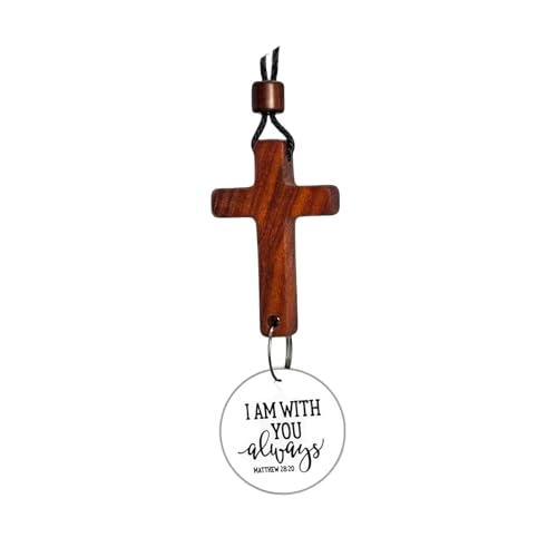Cross Charm for Car Mirror Hanging, Scan Phone for Daily Bible Verse, Easter Christian Gift for Men Women, Jesus Rear View Mirror Decor Ornament Accessories with “I Am with You Always”, White - color: White
