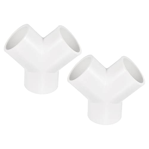 PATIKIL 40mm PVC Pipe Fittings, 2 Pack 3 Way Y Shape Water Tubing Joint Connectors Adapters Union for Garden Irrigation Home Aquarium - size: 40 mm