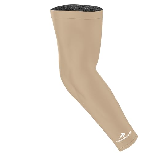 CompressionZ Compression Arm Sleeves for Men & Women| Cooling UV Sun Protection Elbow Pain Relief for All Sports and Recovery - color: Nude: Single Sleeve, size: Medium