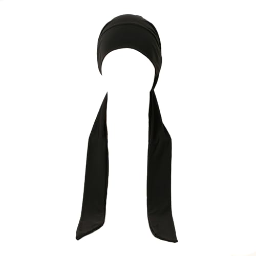 Instant Hijab Scarf Tie-Back Closure Cap Islamic Muslim Head Scarf Turban for Women - color: Black,white
