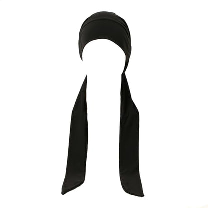 Instant Hijab Scarf Tie-Back Closure Cap Islamic Muslim Head Scarf Turban for Women - color: Black,white