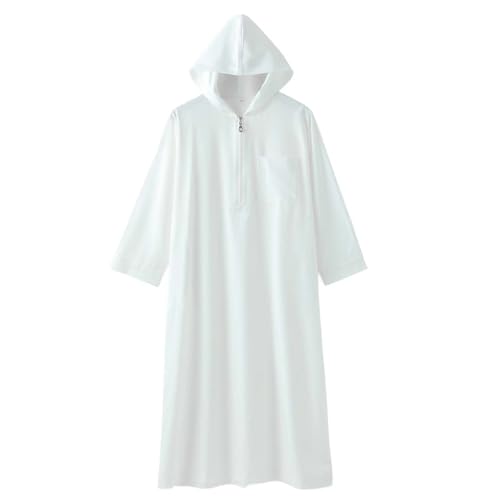Xiaojmake Dubai Abaya Thobe Elegant Ramadan for Boys Zip Arabic Prayer Clothes with Pockets Islamic Muslim Outfits 3-15Y - color: White, size: 4-5T