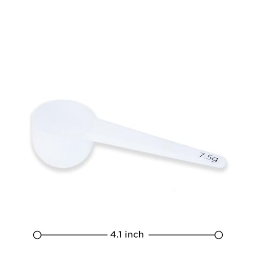 Measure spoons | measuring spoons set of 6 | exact dosing 3 gram scoop, 5 gram scoop, 7,5g, 10g, 15g, 30g | kitchen measuring set for powder and liquids | plastic medicine spoon and cups