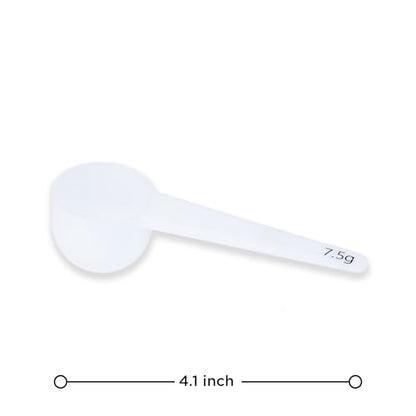 Measure spoons | measuring spoons set of 6 | exact dosing 3 gram scoop, 5 gram scoop, 7,5g, 10g, 15g, 30g | kitchen measuring set for powder and liquids | plastic medicine spoon and cups