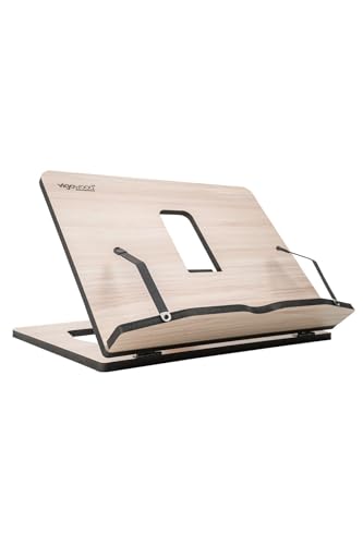 Wooden Book Stand Reading Holder for Cookbooks Quran Tablet Adjustable Height 13.8 in - Ecru - Ecru