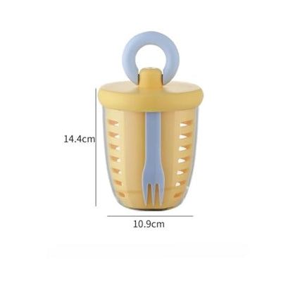 Portable Salad Cup with Fork and Spoon - Double Layer Fresh Keeping Box for Office and Picnic Use(Blue) - color: Blue