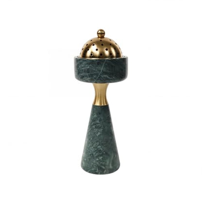 Sissi & yaya Marble Incense Burner with Brass Cover, 11 x 3.8 inches, Multi-Purpose Holder for Cones, Coils and Sticks (Green) - color: Green