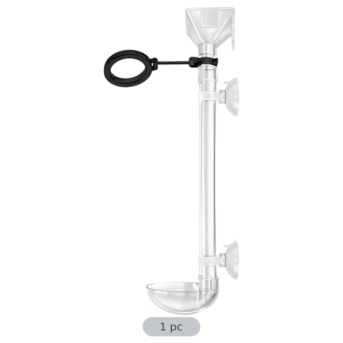 Large Fish Feeder Tubes, Shrimp Feeding Tube with Feeding Circle, Scoop and Brush, Adjustable Retractable 9.6-16.1 in, Clear Aquarium Shrimp Feeding Dish Set for Small Fish