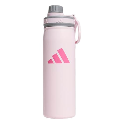 adidas Stainless Steel Metal Water Bottle 20 oz (600 mL) Screw Cap - color: Clear Pink/Grey/Pink Fusion