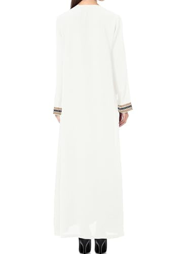 WSPLYSPJY Embroidered Abaya Muslim Dresses for Women Prayer Robe - color: White, size: Small