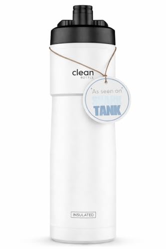 The Clean Hydration Co Insulated Bike Water Bottle 23 oz | Easy Clean Nozzle, Easy Squeeze Sports Bottle | BPA Free Cycling Bottle for Road & Mountain Biking, Gym & Travel | Gloss White - color: Gloss White