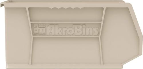 Akro-Mils 30240 AkroBins Plastic Storage Bins, 15"x8"x7", Stone, 12-Pack | Space-Saving Stackable Bins for Garage, Pantry, Craft Organization - color: stone
