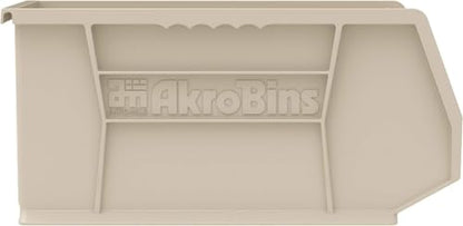 Akro-Mils 30240 AkroBins Plastic Storage Bins, 15"x8"x7", Stone, 12-Pack | Space-Saving Stackable Bins for Garage, Pantry, Craft Organization - color: stone