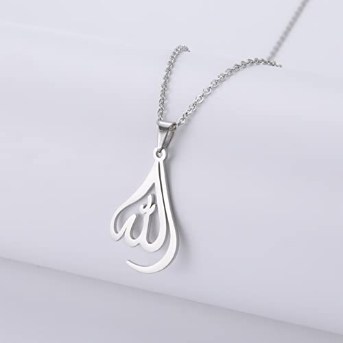 VASSAGO Allah Necklace for Women Stainless Steel Islamic Muslim Pendant Islam Eid Gift Religious Charm Jewelry - color: silver allah necklace