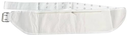 Mens Ihram Ahram White Waist BELT w/Zip/Pocket For Umrah Hajj- PREMIUM Free Size Adjustable Ihram Hajj Umrah Haji Waist Belt fits 29 up to 50 inches.