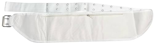 Mens Ihram Ahram White Waist BELT w/Zip/Pocket For Umrah Hajj- PREMIUM Free Size Adjustable Ihram Hajj Umrah Haji Waist Belt fits 29 up to 50 inches.