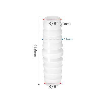 Quickun Plastic Hose Barb Fitting, 3/8" x 3/8" Barbed Splicer Mender Joint Adapter Union Fitting (Pack of 5) - size: 3/8 Inch