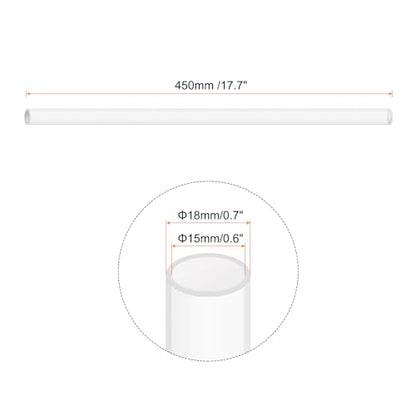 18" Clear Plastic Rigid Pipe 15mm ID x 18mm OD (0.6" ID x 0.7" OD) Acrylic Round Tubing, [for Plumbing, Hydraulics, Aquarium] - size: 0.6" x 0.7"