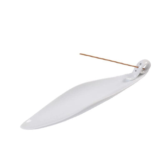 9" Length Incense Stick Holder with 3 Holes, White Porcelain Incense Tray Ash Cather for Spa, Meditation Room, Yoga, Home, Office (White) - color: White