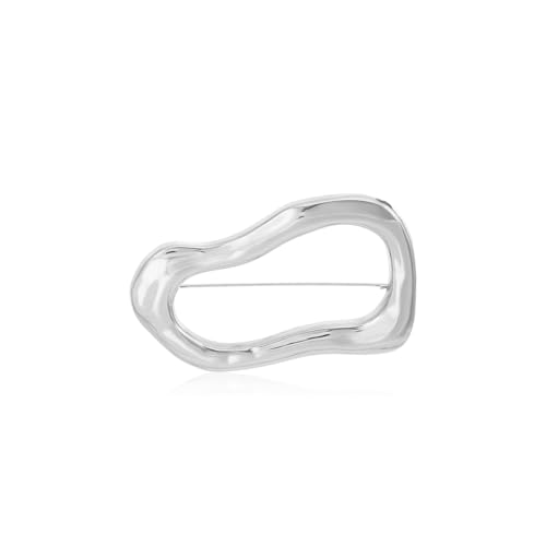 Irregular Geometric Brooch Lapel Shawl Pin Fashion Sweater Hat Scarf Suit Dress Clothes Accessories Brooches Pins for Women Men Unique Jewelry Decor - color: Silver
