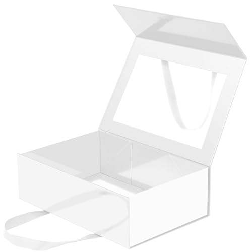 Magnetic Closure Gift Boxes with Lids for Presents White - color: 13.5x9x4.1-White-Gift Box with Window-1 Pack