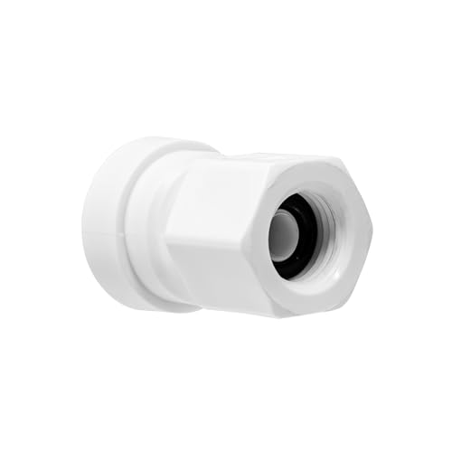 3/8" OD Quick Connect x 1/4" Comp (7/16" UNS Thread) Female Faucet Adapter Fitting for Water Filtration RO Faucet Adapter. White. - size: 3/8" OD Quick Connect x 1/4" COMP