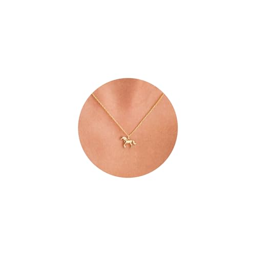 VRIUA Gold Necklace for Women, 14K Gold Plated Dainty Charm Necklace - color: Horse