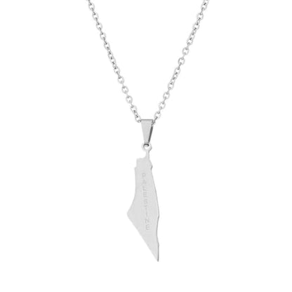 Palestine Necklace Palestine Map Pendant Necklace Stainless Steel Palestine Letter Map Necklace for Women Men Arabic National Jewelry - color: 02