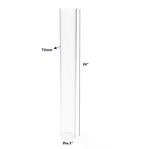 FixtureDisplays® Clear Acrylic Tube 3" (Nominal) Diameter (2.953" Exact Outside dim) x 24" Long, 5/64" (2mm) Wall Open Ended 15140-24"-1PK-NPF - size: 3" Dia X 24" 1PK