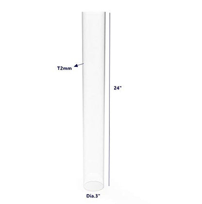 FixtureDisplays® Clear Acrylic Tube 3" (Nominal) Diameter (2.953" Exact Outside dim) x 24" Long, 5/64" (2mm) Wall Open Ended 15140-24"-1PK-NPF - size: 3" Dia X 24" 1PK
