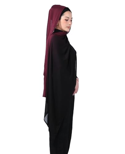 Special Ombre Modal Cotton Hijab Scarf for Women, Graceful Gradient Muslim Head Scarfs - color: Ombre Burgundy