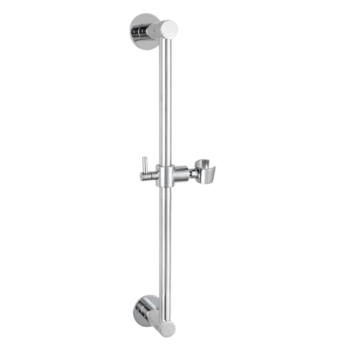 Shower Slide Bar Adjustable Handheld Shower Head Holder Wall Mount - 15inch All-Metal Shower Head Slide Bar Compatible with Bathroom Drill Free Glue Installation - Polished Chrome - color: Chrome, size: 15inch