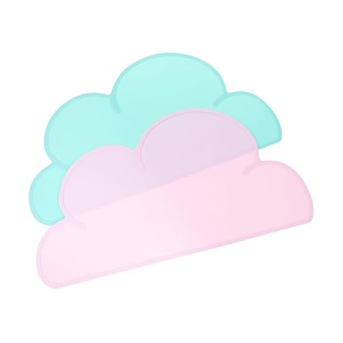 KESYOO 2pcs Heat Resistant Cloud Shaped Silicone Pet Food Mats Non Slip Wear Resistant Dog Cat Feeding Cushions Floor Protectors
