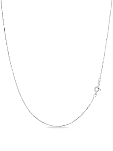 KEZEF 18K Gold Plated 925 Sterling Silver Box Chain Necklace for Women, 1mm Thin & Sturdy Italian Chain Necklace, Rose Gold & Silver Available, 15/16/18/20/22/24/30 Inch - color: Sterling Silver, size: 18 Inch